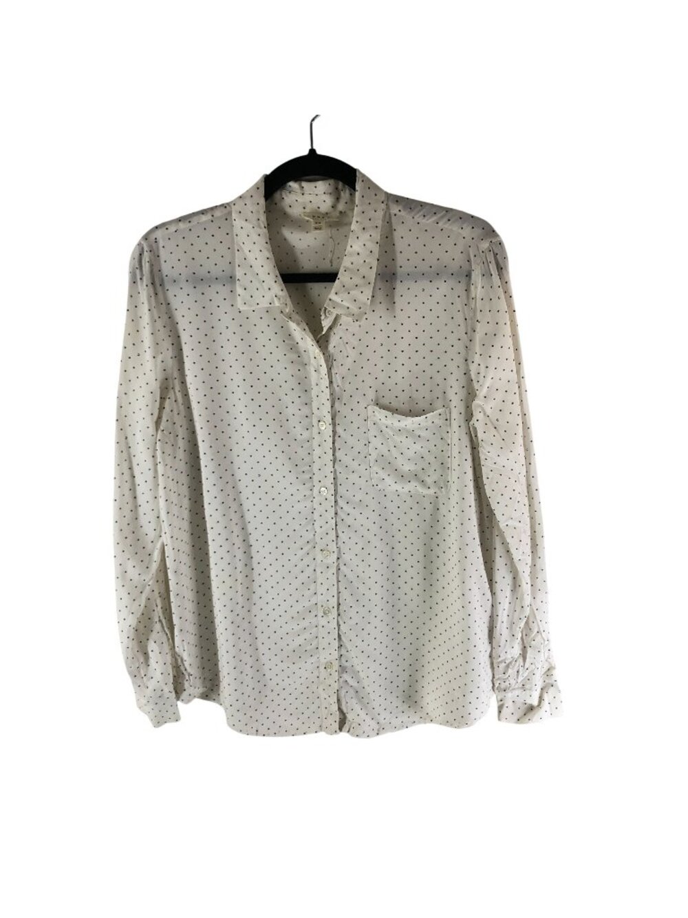 Soft Joie White Long Sleeve Button-Up Shirt XS Polka Dot Print 100% Rayon